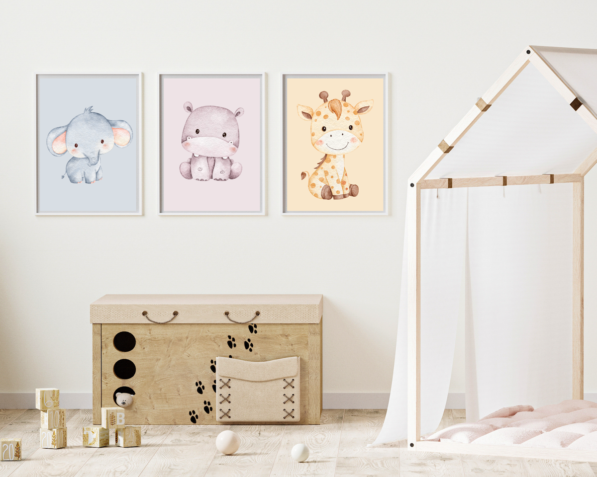 Safari Nursery Animal Prints | Neutral Baby Room Wall Art (Set of 6, Digital Download)