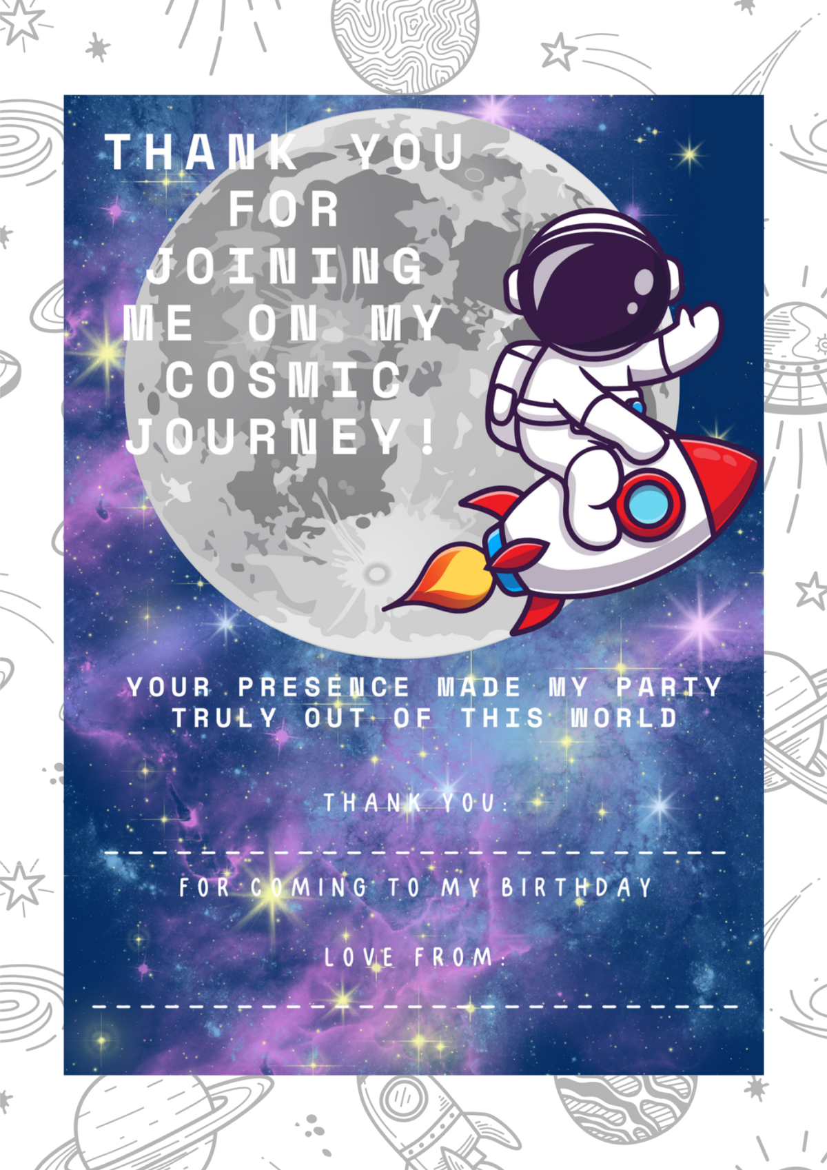 Editable Out-of-This-World Space Adventure Birthday Collection - Printable Party Pack
