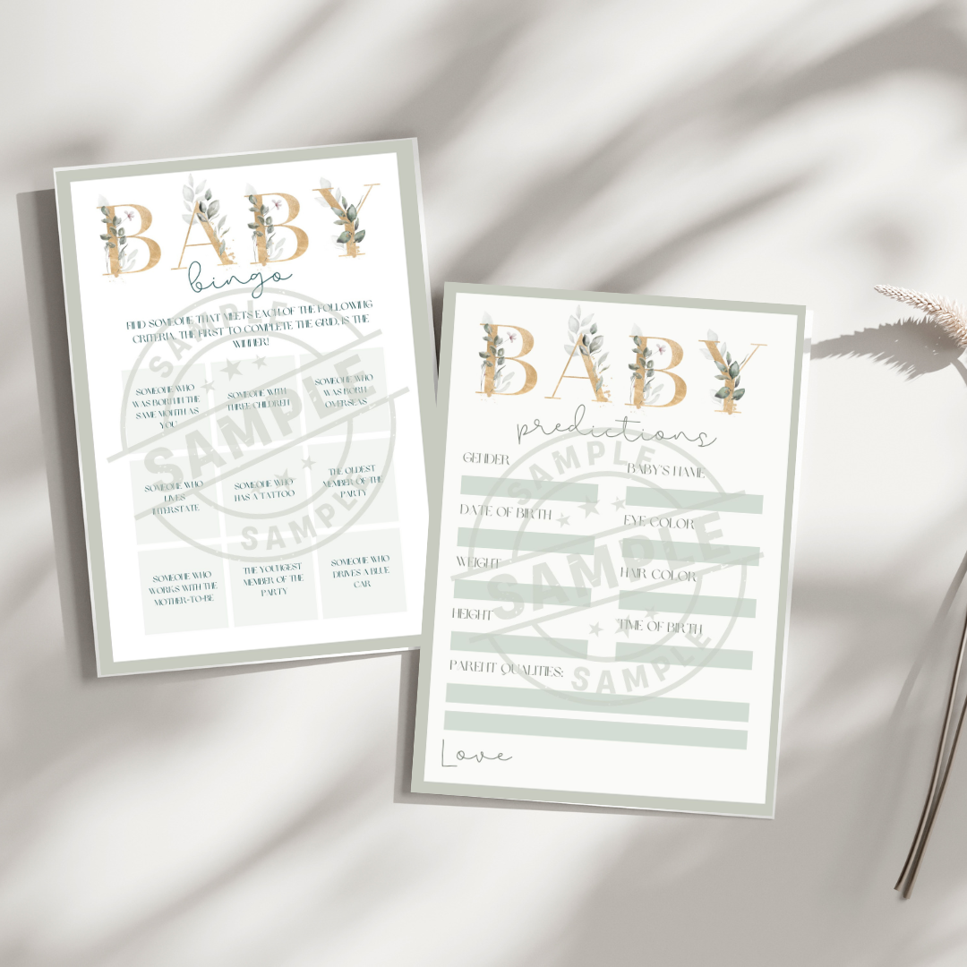 Minimalist Baby Shower Games Pack, A-Z Baby Items, Gender Neutral Bundle (Instant Download)