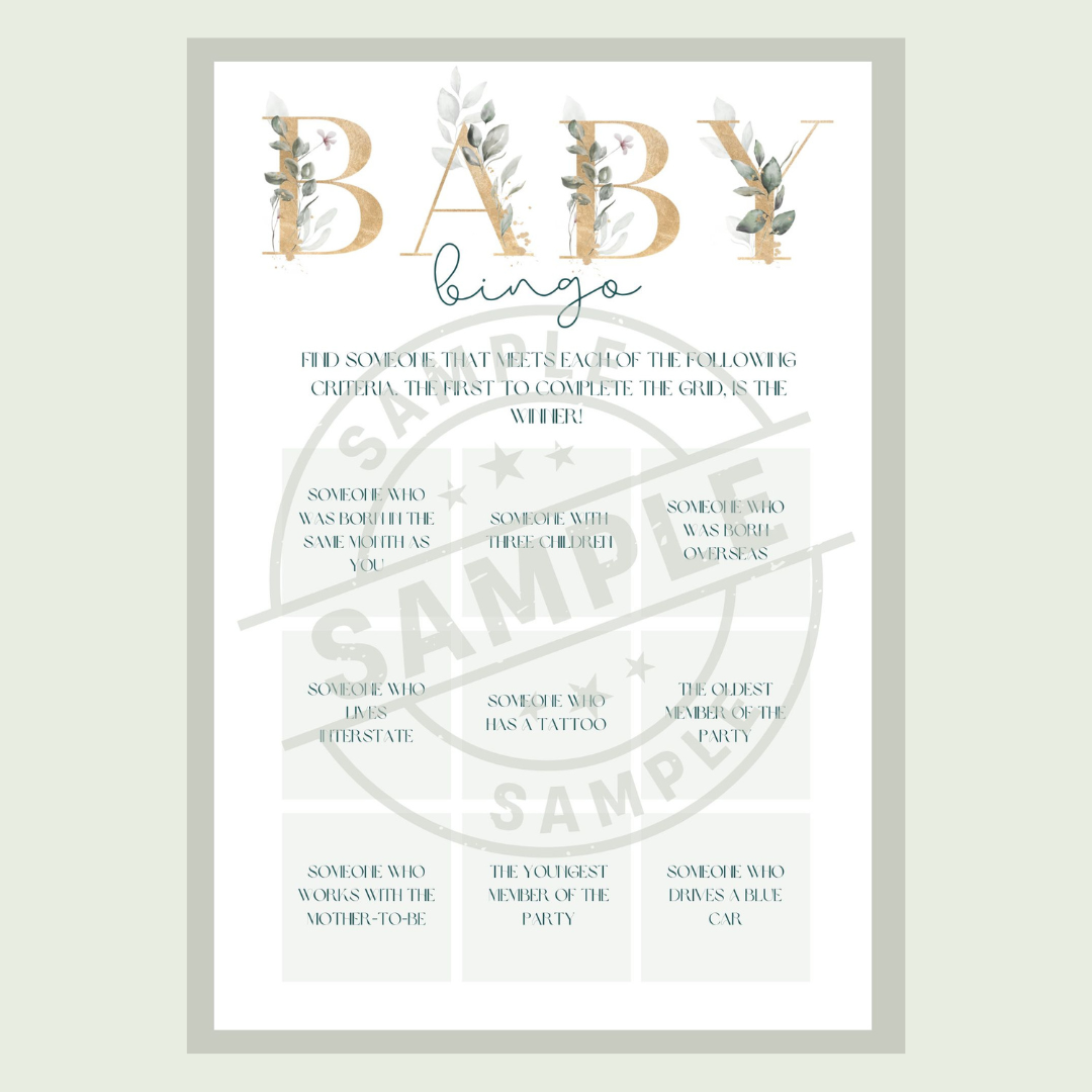 Minimalist Baby Shower Games Pack, A-Z Baby Items, Gender Neutral Bundle (Instant Download)