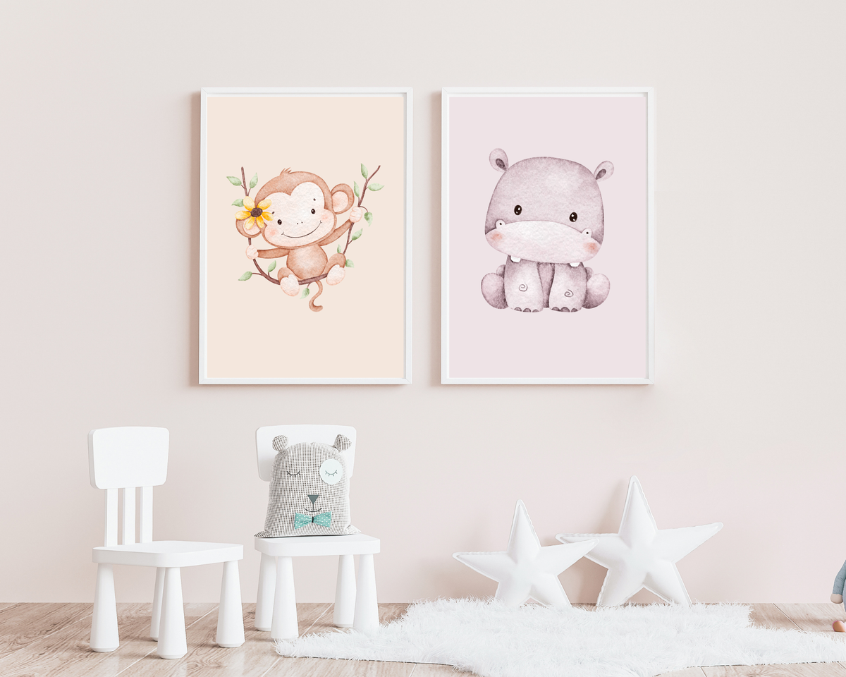 Safari Nursery Animal Prints | Neutral Baby Room Wall Art (Set of 6, Digital Download)